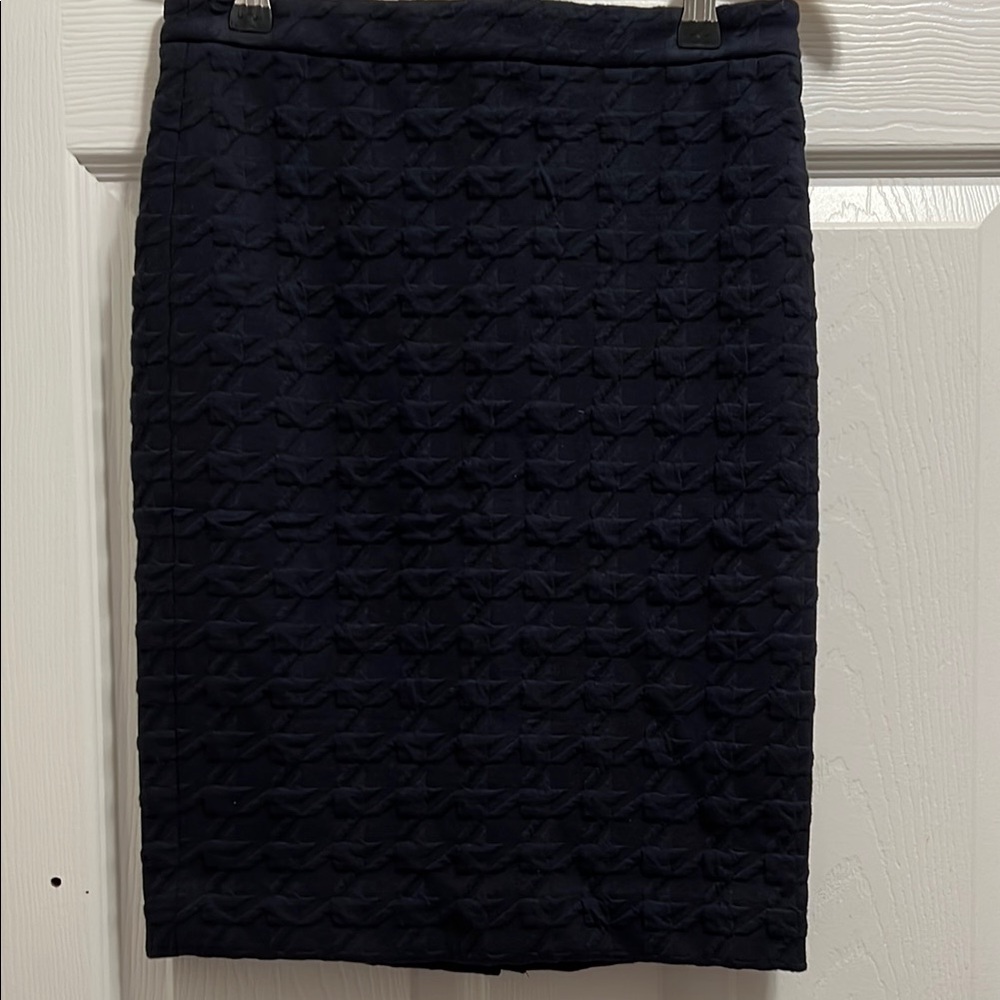 Ann Taylor Navy Textured Pencil Skirt